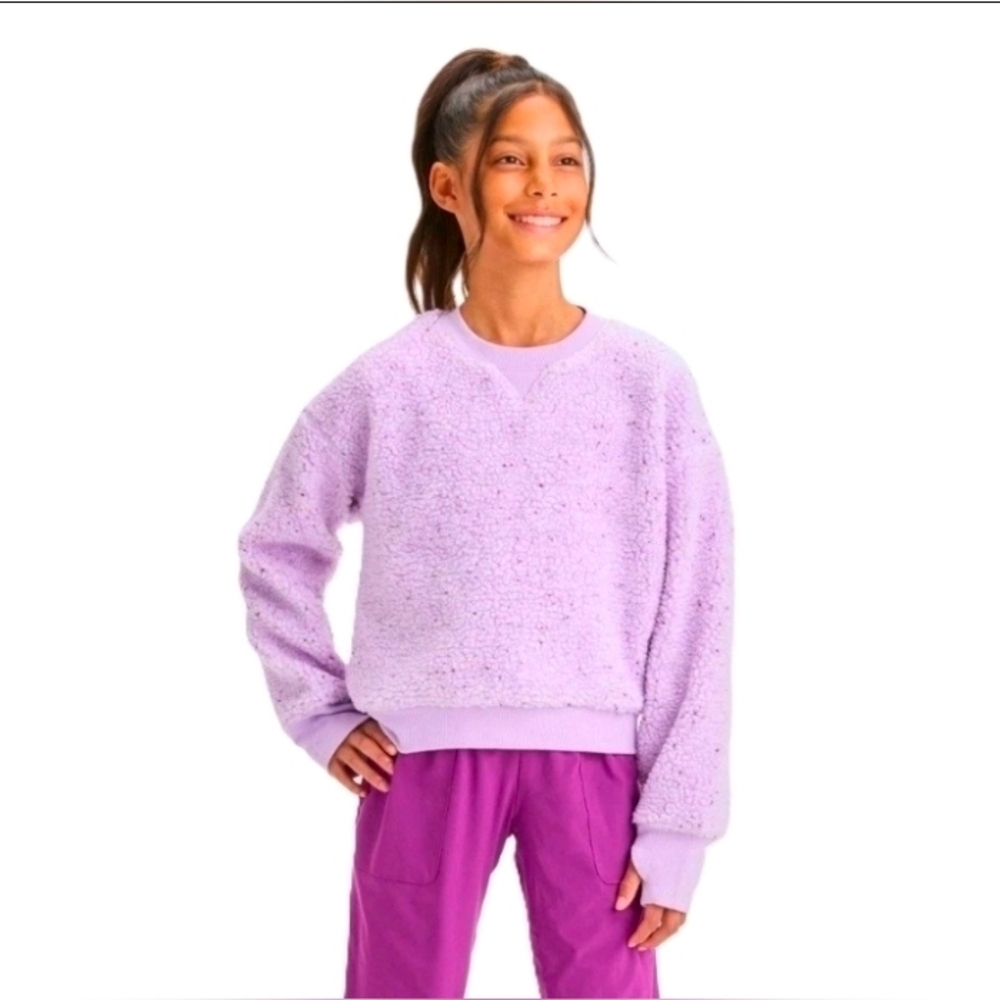 All in Motion Girls' Purple Faux Fleece Shearling Sweatshirt Faux Shearling